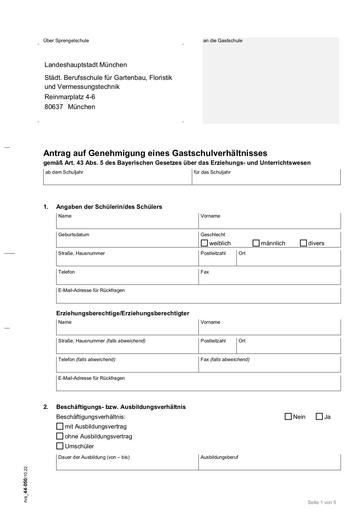 Gastschulantrag