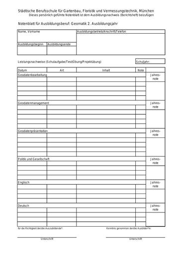 Notenblatt Geomatik 11