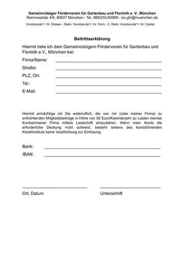 Beitrittsformular Förderverein