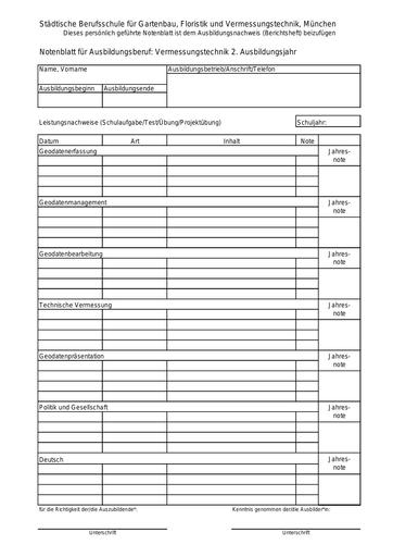 Notenblatt Vermessungstechnik 11