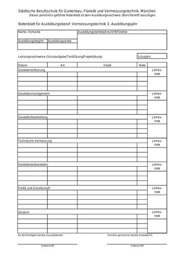 Notenblatt Vermessungstechnik 12