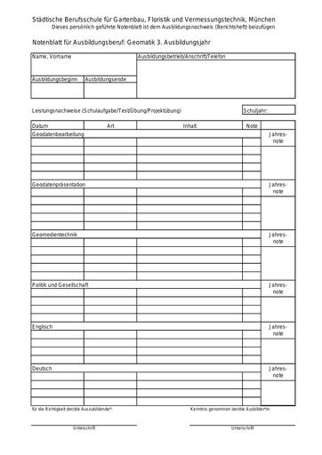 Notenblatt Geomatik 12